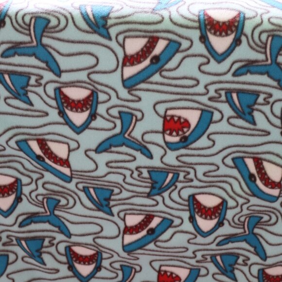 NEW Handmade Fleece Blanket with Sewn Edges Dual Layers Sharks/JAws - Picture 2 of 5